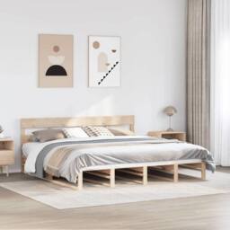 Berkfield Home Bed Frame without Mattress 200x200 cm Solid Wood Pine in Natural - thumbnail 2