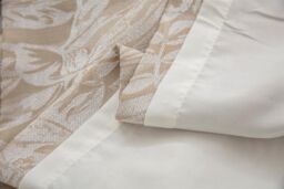 Luxury Living Chenille Jacquard Lined Pencil Pleat Curtains in Cream - Size: 117 cm width x 137 cm drop - thumbnail 3