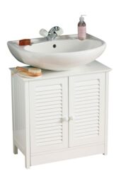 Orsina Shutter White Wood Under Sink Bathroom Cabinet - thumbnail 6