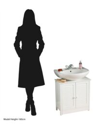 Orsina Shutter White Wood Under Sink Bathroom Cabinet - thumbnail 5