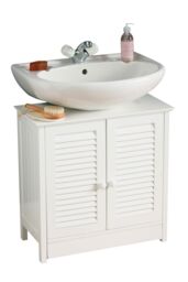Orsina Shutter White Wood Under Sink Bathroom Cabinet