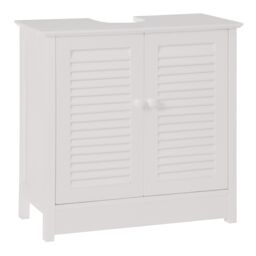 Orsina Shutter White Wood Under Sink Bathroom Cabinet - thumbnail 4