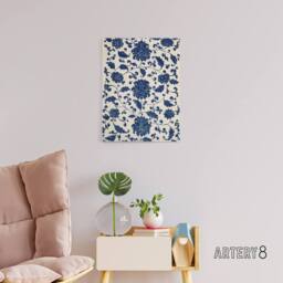 "Artery8 Owen Jones Elegant Blue Flower Textile Motif Canvas Wall Art Print - Size: W12"" x H16""" - thumbnail 3