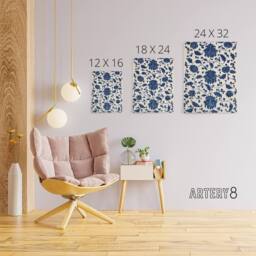 "Artery8 Owen Jones Elegant Blue Flower Textile Motif Canvas Wall Art Print - Size: W12"" x H16""" - thumbnail 4