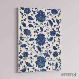 "Artery8 Owen Jones Elegant Blue Flower Textile Motif Canvas Wall Art Print - Size: W12"" x H16""" - thumbnail 2