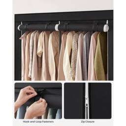 SONGMICS Bedroom Clothes Storage 2 Rails Portable Collapsible Rack Wardrobe in Black - thumbnail 7