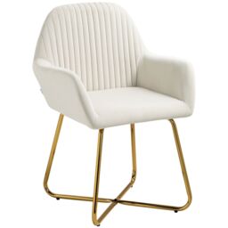 HOMCOM Modern Accent Chair Velvet-Touch Upholstered Armchair Cream White - Size: Small - thumbnail 2