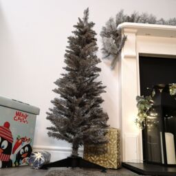 Samuel Alexander 4ft (120cm) Artificial Pencil Pine Grey Christmas Tree with 168 Tips & Stand