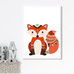 ARTZE Red Fox Tribal Animal Framed Print SIZE: A2 with White Frame - Size: A4 - thumbnail 2