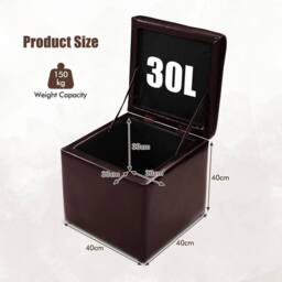 Havendro Brown Removable Lid Upholstered Ottoman - thumbnail 2