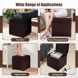 Havendro Brown Removable Lid Upholstered Ottoman - thumbnail 4