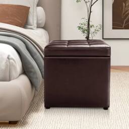 Havendro Brown Removable Lid Upholstered Ottoman - thumbnail 3