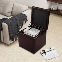 Havendro Brown Removable Lid Upholstered Ottoman - thumbnail 5
