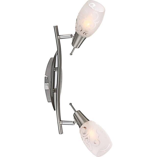 Netlighting Florita Twin Ceiling Spotlight Chrome Opal Glass Shade 2x E14 in Grey
