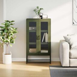 Berkfield Home Highboard Olive Green 68x39x123 cm Steel - Size: 68 x 39 x 123 cm - thumbnail 4