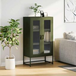 Berkfield Home Highboard Olive Green 68x39x123 cm Steel - Size: 68 x 39 x 123 cm - thumbnail 3