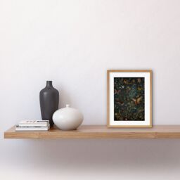 "Artery8 Wall Art Print William Morris Style Plants Birds & Butterflies Artwork Framed 9X7 Inch in Beige - Size: W7"" x H9""" - thumbnail 2
