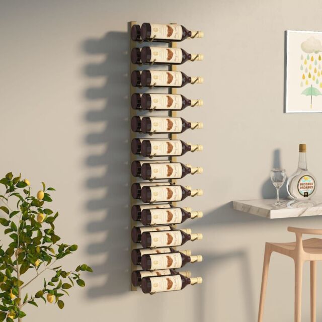 Berkfield Home Wall Mounted Wine Rack for 24 Bottles Gold Iron - image 1