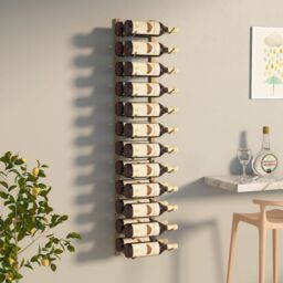 Berkfield Home Wall Mounted Wine Rack for 24 Bottles Gold Iron - thumbnail 1
