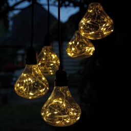 mysmartbuy Battery Powered Bubbles 5 Drop Pendant Light with Warm White LED's - Weatherproof Home or Garden Hanging Staggered Height Lighting in Black - thumbnail 3