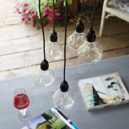 mysmartbuy Battery Powered Bubbles 5 Drop Pendant Light with Warm White LED's - Weatherproof Home or Garden Hanging Staggered Height Lighting in Black - thumbnail 5