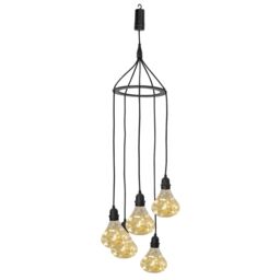 mysmartbuy Battery Powered Bubbles 5 Drop Pendant Light with Warm White LED's - Weatherproof Home or Garden Hanging Staggered Height Lighting in Black - thumbnail 2