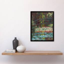 "Artery8 Water Lily Pond with Bridge Claude Monet Vintage Framed Wall Art Print - Size: W12"" x H16""" - thumbnail 4