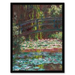 "Artery8 Water Lily Pond with Bridge Claude Monet Vintage Framed Wall Art Print - Size: W12"" x H16""" - thumbnail 1