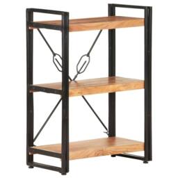 Berkfield Home 3-Tier Bookcase 60x30x80 cm Solid Acacia Wood in Brown - Size: 60 x 30 x 80 cm - thumbnail 9