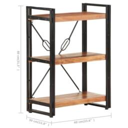 Berkfield Home 3-Tier Bookcase 60x30x80 cm Solid Acacia Wood in Brown - Size: 60 x 30 x 80 cm - thumbnail 5