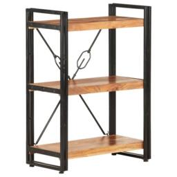 Berkfield Home 3-Tier Bookcase 60x30x80 cm Solid Acacia Wood in Brown - Size: 60 x 30 x 80 cm - thumbnail 7