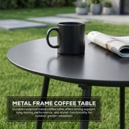 Alivio 3-Piece Outdoor Patio Bistro Set with Cushioned Lounge Chairs & Round Side Iron Table in Grey - Size: 3 Seater - thumbnail 4
