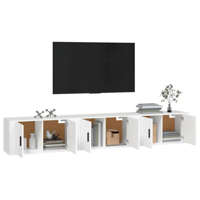 Berkfield Home Classic Wall-mounted TV Cabinets 3 pcs White 80x34.5x40 cm - image 1