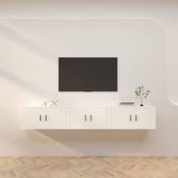 Berkfield Home Classic Wall-mounted TV Cabinets 3 pcs White 80x34.5x40 cm - thumbnail 2