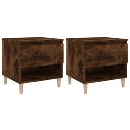 Berkfield Home Bedside Tables 2 pcs Smoked Oak 50x46x50 Engineered Wood in Brown - thumbnail 1