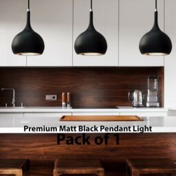 Loops Hanging Ceiling Pendant Light Matt Black & Copper Kitchen Lamp Built in LED - thumbnail 2