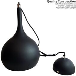 Loops Hanging Ceiling Pendant Light Matt Black & Copper Kitchen Lamp Built in LED - thumbnail 4