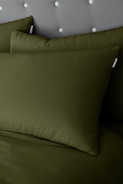 Catherine Lansfield 'Brushed Cotton' Pillowcase Pair in Green - Size: Standard Pillow Case - image 1