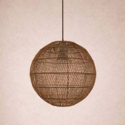 CGC Lighting Ariba Brown 35cm Round Globe Rattan Weave Lampshade in Natural - thumbnail 9