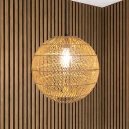 CGC Lighting Ariba Brown 35cm Round Globe Rattan Weave Lampshade in Natural - thumbnail 6