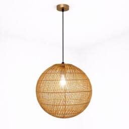 CGC Lighting Ariba Brown 35cm Round Globe Rattan Weave Lampshade in Natural - thumbnail 7