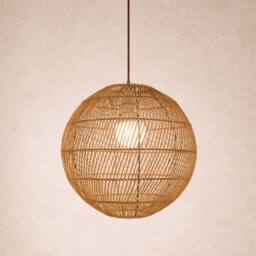 CGC Lighting Ariba Brown 35cm Round Globe Rattan Weave Lampshade in Natural