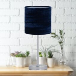 First Choice Lighting Chrome Touch Operated Table Lamp with Navy Blue Crushed Velvet Shade in Silver - thumbnail 7