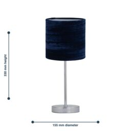 First Choice Lighting Chrome Touch Operated Table Lamp with Navy Blue Crushed Velvet Shade in Silver - thumbnail 9
