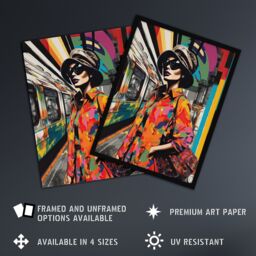 Artery8 Wall Art Print Paris Metro Parisian Fashion Collage Artwork Rainbow Train Station Retro Colour Patterns Vibrant Colourful Bold Pop Art Modern - thumbnail 2