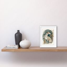 "Artery8 Wall Art Print Greyhound Dog in Flower Field Modern Pastel Boho Watercolour Artwork Framed 9X7 Inch in White - Size: W7"" x H9""" - thumbnail 2