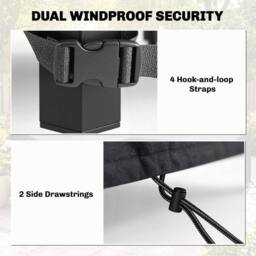 OUTSUNNY Garden Furniture Cover, 420D Waterproof, 125 x 125 x 74 cm, Black - Size: 125 x 125 x 74 cm - thumbnail 6