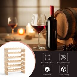 Costway 36 Bottles Wine Rack Freestanding Wine Storage Display Rack Pine Wood Wine Stand in Natural - thumbnail 5