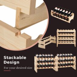 Costway 36 Bottles Wine Rack Freestanding Wine Storage Display Rack Pine Wood Wine Stand in Natural - thumbnail 6