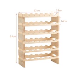 Costway 36 Bottles Wine Rack Freestanding Wine Storage Display Rack Pine Wood Wine Stand in Natural - thumbnail 2